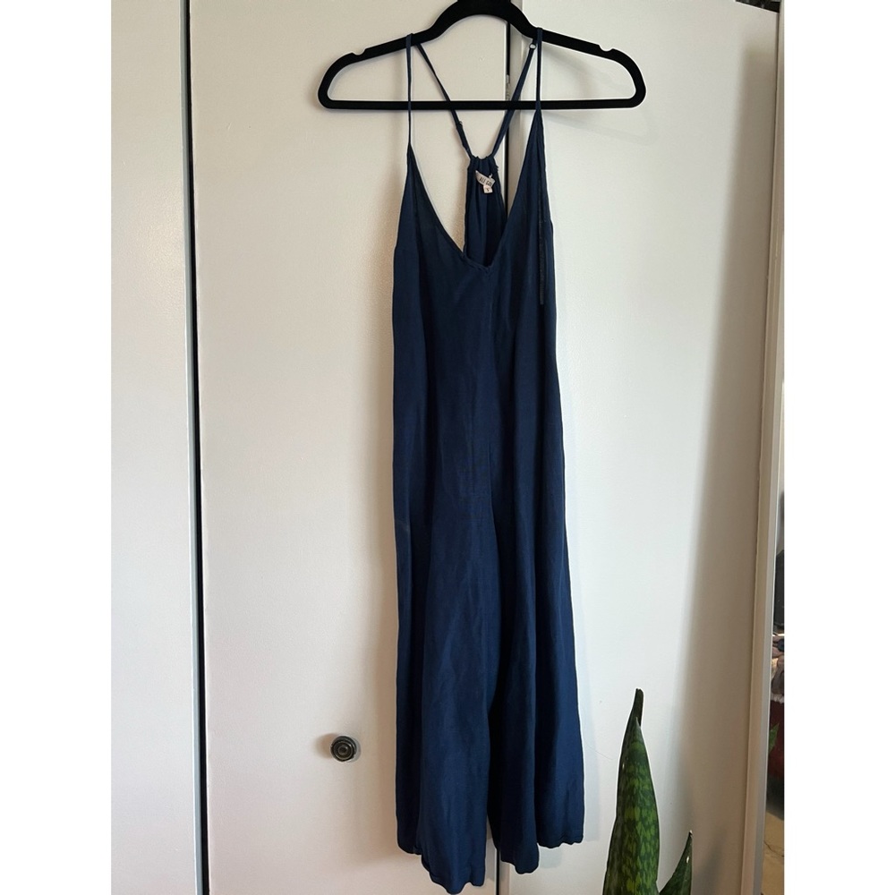 Ali golden navy linen jumpsuit